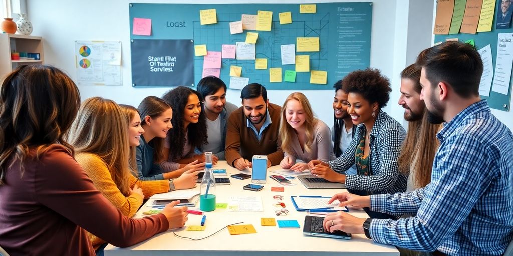 Group collaborating on exclusive blog products for niche markets.