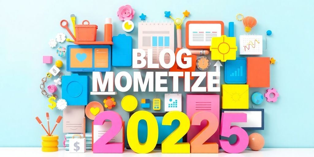 Colorful collage of blog monetization ideas for 2025.